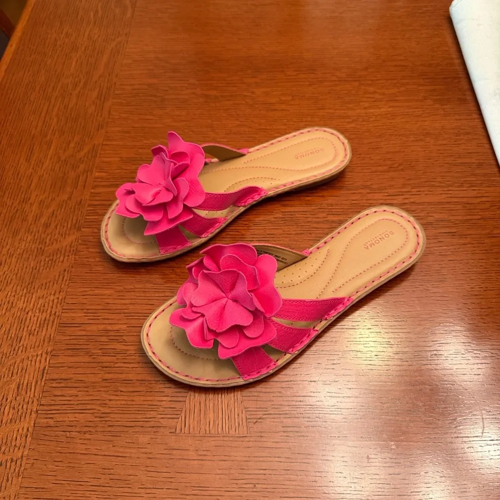 SONOMA Hot Pink Floral Layered Slide Sandals for Women - Picture 8 of 12